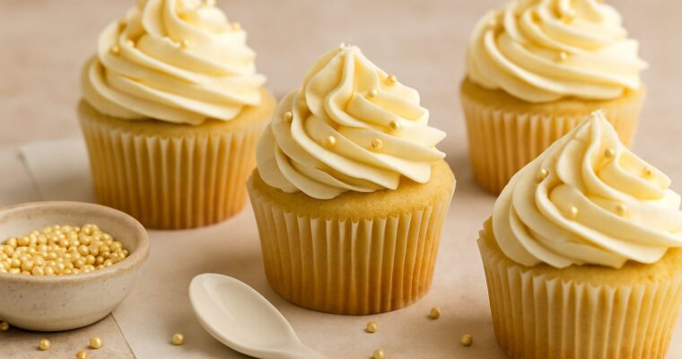 Bakery Style Vanilla Cupcakes – Fluffy, Moist & Easy